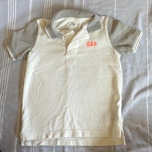 GAP Kids Cream and Gray Polo Shirt